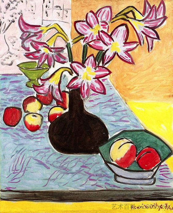 阿玛丽利斯花瓶 Vase of Amaryllis (1941)，亨利·马蒂斯