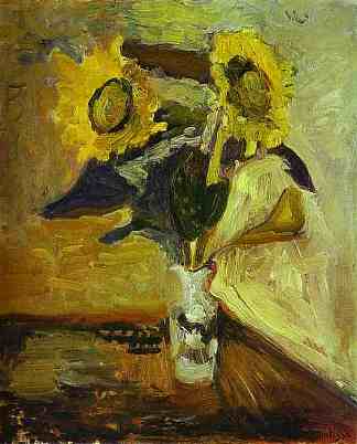 向日葵花瓶 Vase of Sunflowers (1898)，亨利·马蒂斯