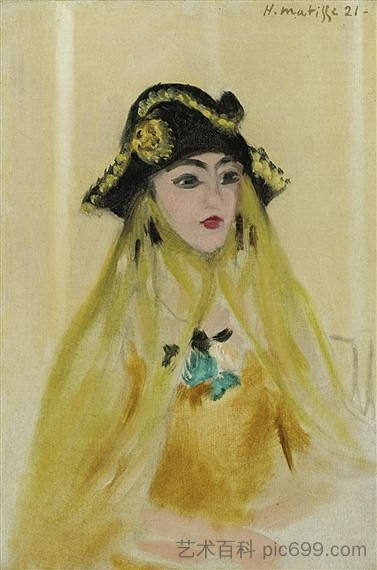 威尼斯女人半身像 Venetian Woman En Buste (1921)，亨利·马蒂斯