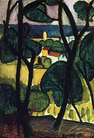 科利尤尔的景色 View of Collioure (1907 – 1908)，亨利·马蒂斯