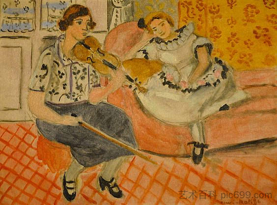 小提琴家和年轻女孩 Violinist and Young Girl (1921),亨利·马蒂斯