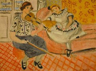 小提琴家和年輕女孩 Violinist and Young Girl (1921)，亨利·馬蒂斯