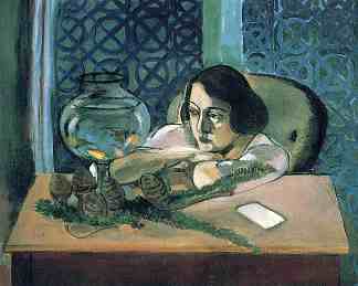 鱼缸前的女人 Woman Before a Fish Bowl (1922)，亨利·马蒂斯