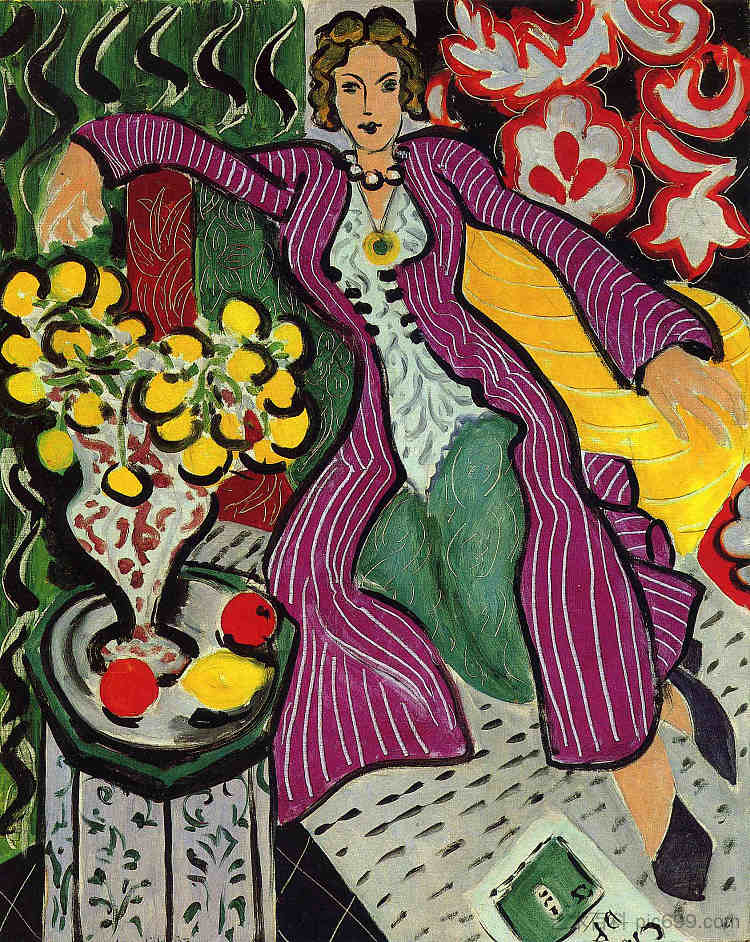 穿紫色外套的女人 Woman in a Purple Coat (1937),亨利·马蒂斯
