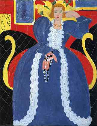 《穿蓝衣的女人》或《大蓝袍和含羞草》 Woman in Blue, or The Large Blue Robe and Mimosas (1937)，亨利·马蒂斯