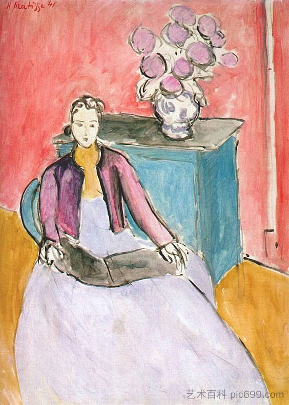 粉红色内饰的女人 Woman in Pink Interior (1941)，亨利·马蒂斯