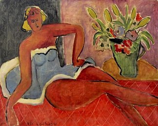 躺在花瓶旁的女人 Woman Lying Close to a Vase of Flowers (1942)，亨利·马蒂斯