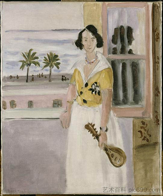 拿着曼陀林的女人 Woman with mandolin (c.1921 - 1922)，亨利·马蒂斯