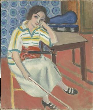 拿小提琴的女人 Woman with violin (c.1921 – 1923)，亨利·马蒂斯