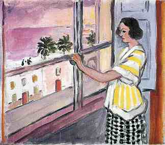 窗前的年轻女子，日落 Young Woman at the Window, Sunset (1921)，亨利·马蒂斯