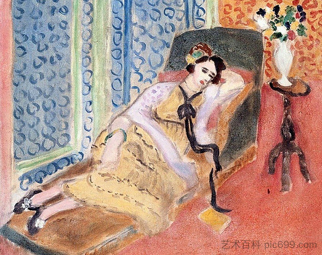 沙发上的年轻女子。黑丝带 Young Woman on a Divan. Black Ribbon (1922),亨利·马蒂斯