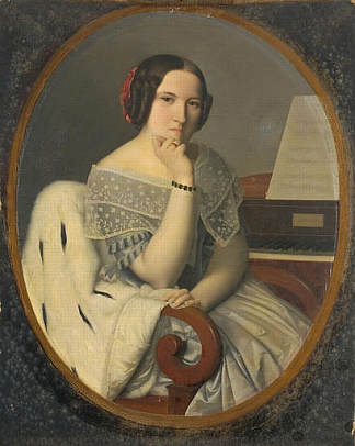 艺术家的妹妹塞菲斯·皮库的肖像 Portrait of Céphise Picou, Sister of the Artist (1846)，亨利-皮埃尔·皮库