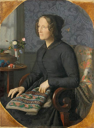 艺术家之母亨利-让-皮埃尔·皮库夫人的肖像 Portrait of Mrs. Henri-Jean-Pierre Picou, Mother of the Artist (1846)，亨利-皮埃尔·皮库