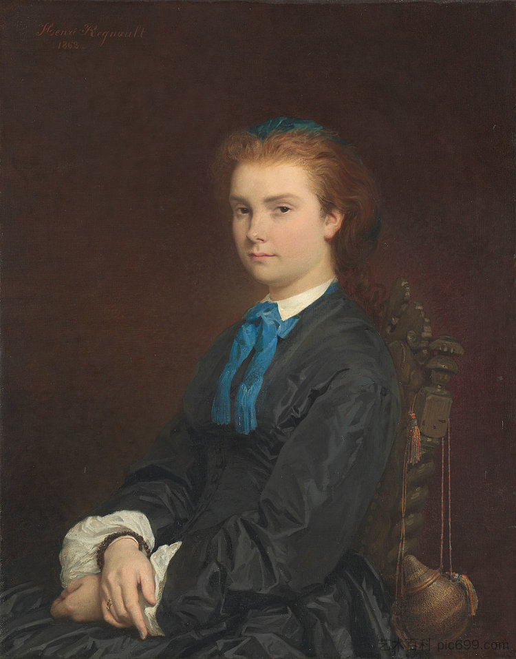 一个年轻女子的肖像 Portrait of a Young Woman (1863)，亨利·雷诺