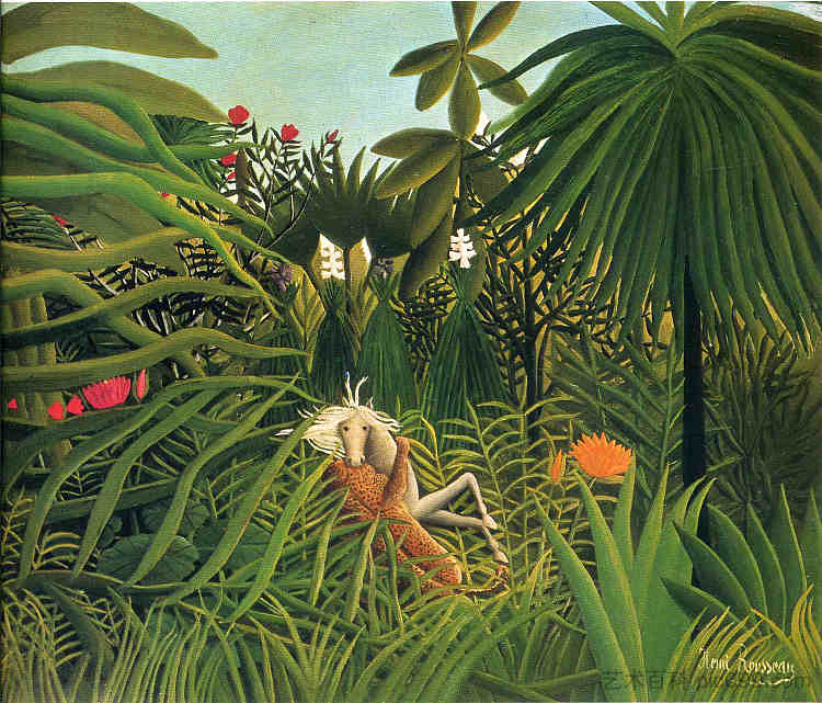 美洲虎攻击马匹 Jaguar Attacking a Horse (1910),亨利·卢梭