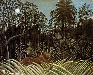 丛林与狮子 Jungle with Lion (1904 – 1910)，亨利·卢梭