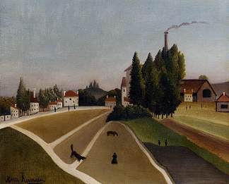 景观与工厂 Landscape with Factory (1896 – 1906)，亨利·卢梭