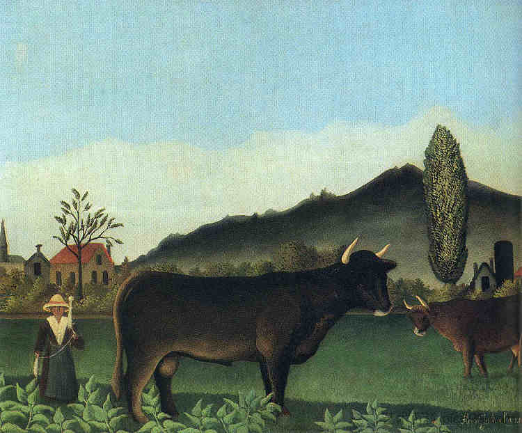 风景与牛 Landscape with Cow (c.1886)，亨利·卢梭