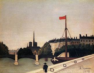 巴黎圣母院从亨利四世码头看圣路易斯岛 Notre Dame View of the Ile Saint Louis from the Quai Henri IV (1909)，亨利·卢梭