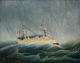 暴风雨抛掷的船只 The storm tossed vessel (c.1899)，亨利·卢梭