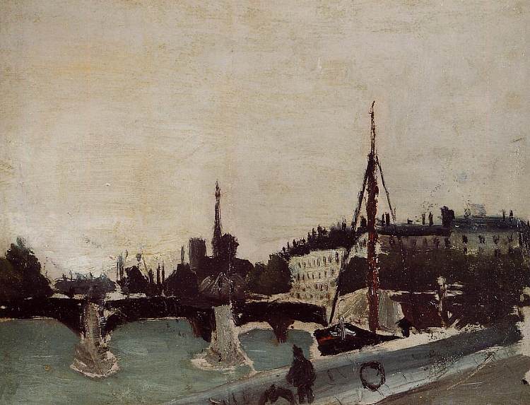 从亨利四世码头研究看到的圣路易斯岛景色 View of the Ile Saint Louis from the Quai Henri IV Study (1909)，亨利·卢梭