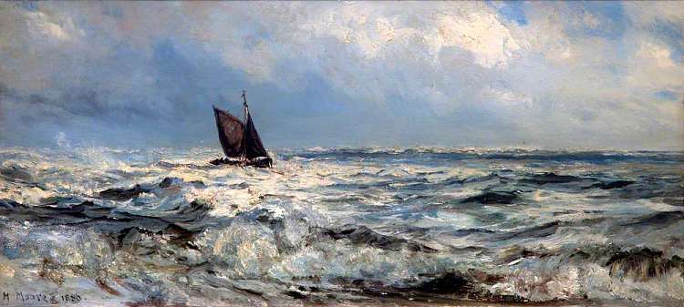 四舍五入尼斯，洛斯托夫特 Rounding the Ness, Lowestoft (1886)，亨利·摩尔