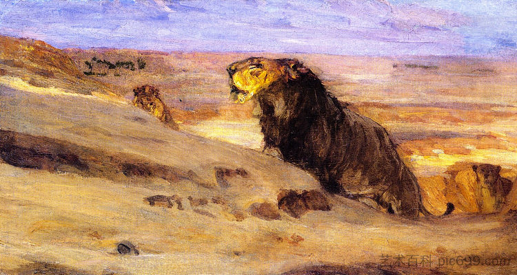 沙漠中的狮子 Lions in the Desert (1898)，亨利奥萨瓦瓦坦纳