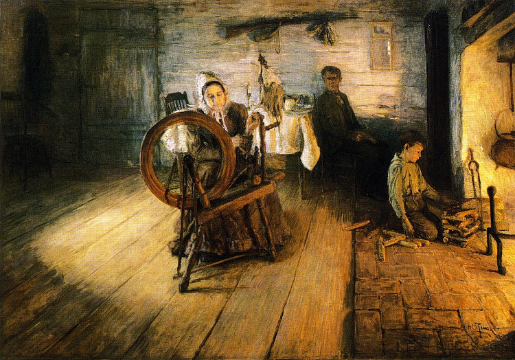 火光旋转 - 乔治华盛顿格雷的童年 Spinning by Firelight - The Boyhood of George Washington Gray (1894)，亨利奥萨瓦瓦坦纳