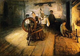 火光旋转 – 乔治华盛顿格雷的童年 Spinning by Firelight – The Boyhood of George Washington Gray (1894)，亨利奥萨瓦瓦坦纳