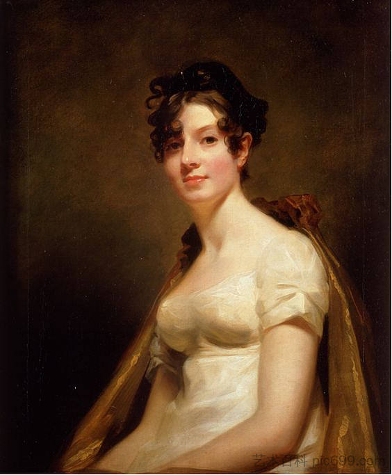 伊丽莎白·坎贝尔的肖像，马尔凯萨·迪·斯皮内托 Portrait of Elizabeth Campbell, Marchesa Di Spineto (1812)，亨利·雷本