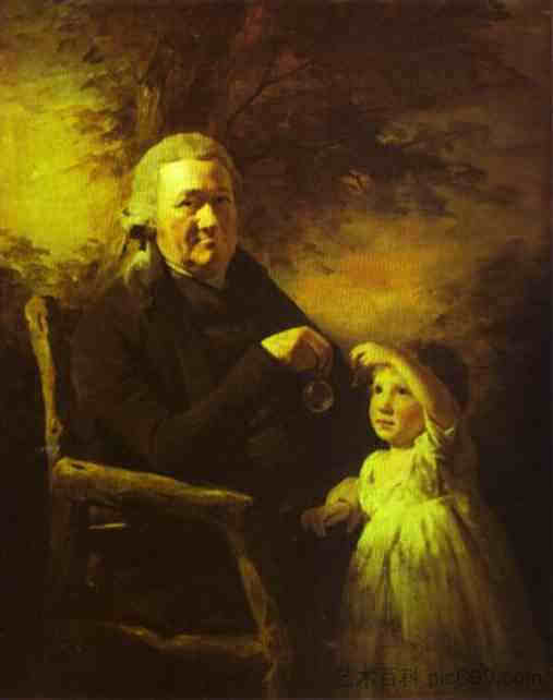 约翰·泰特和他的孙子的肖像 Portrait of John Tait and His Grandson (c.1793)，亨利·雷本