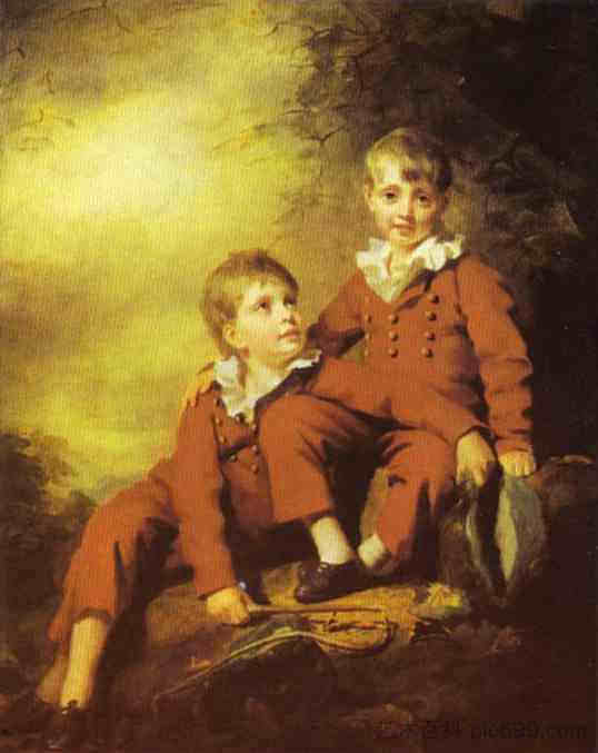 宾宁孩子们的画像 Portrait of the Binning Children (c.1811)，亨利·雷本