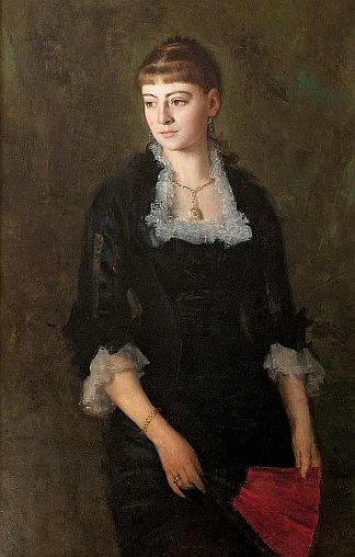 一个拿着扇子的女孩的肖像 Portret Dziewczyny Z Wachlarzem (1879)，亨利克罗达科夫斯基