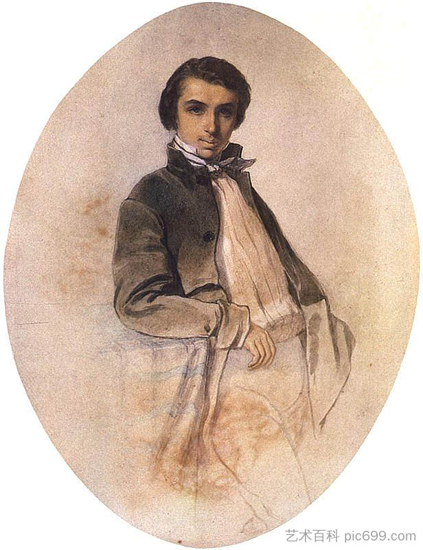 Jules Holtzapffl的肖像。 Portrait of Jules Holtzapffl. (1846)，亨利克罗达科夫斯基