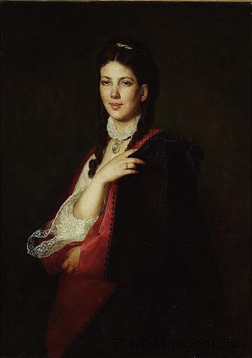 莱奥尼亚·布吕赫多恩的肖像 Portrait of a Leonia Blühdorn (1870 - 1871; Florence,Italy  )，亨利克罗达科夫斯基