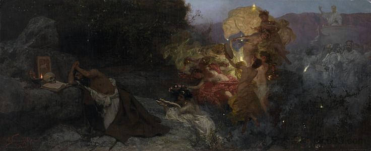 圣杰罗姆的诱惑 The Temptation of St. Jerome (c.1886)，亨里克·西米拉斯基波兰