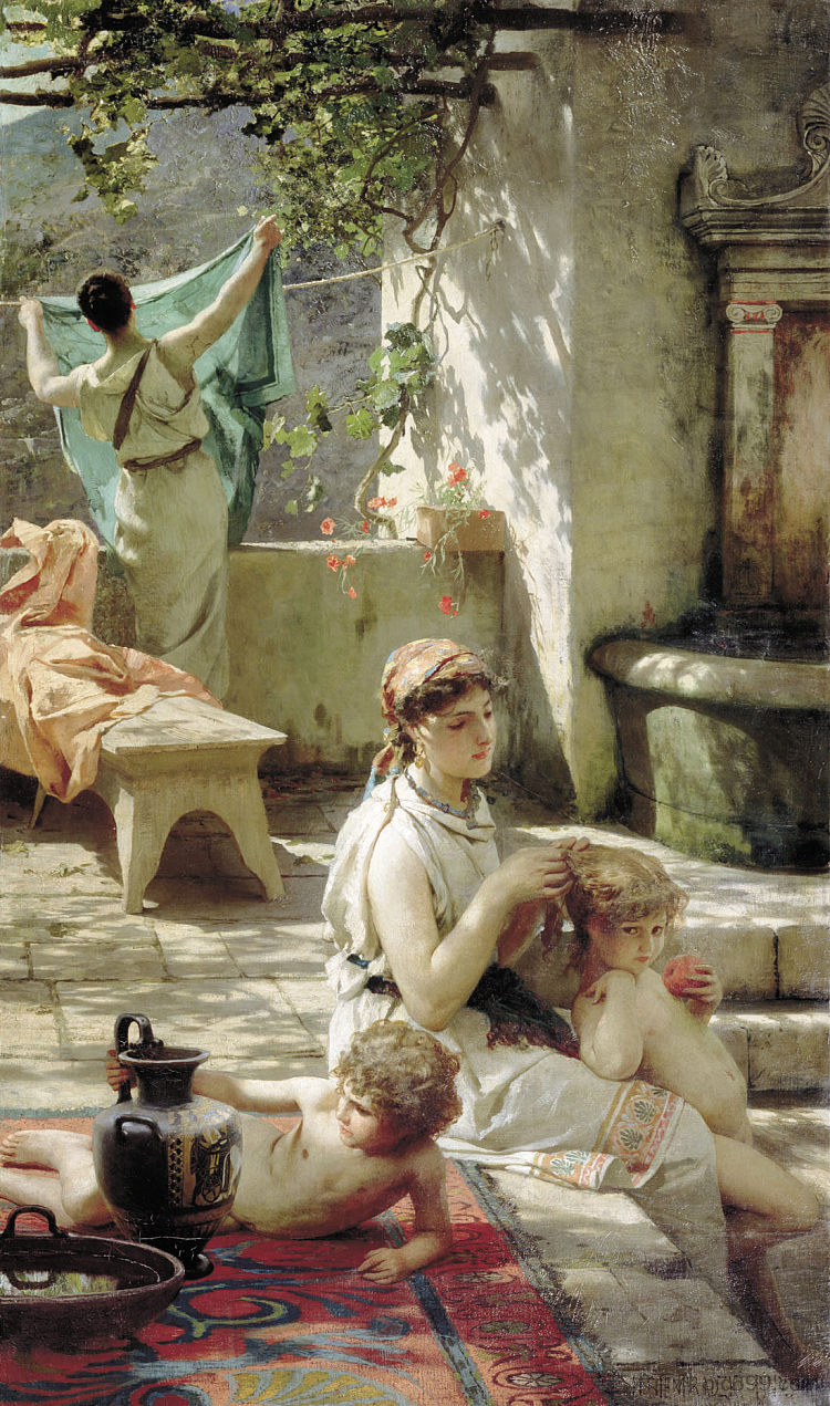 泳池边 By a Pool (1895)，亨里克·西米拉斯基波兰