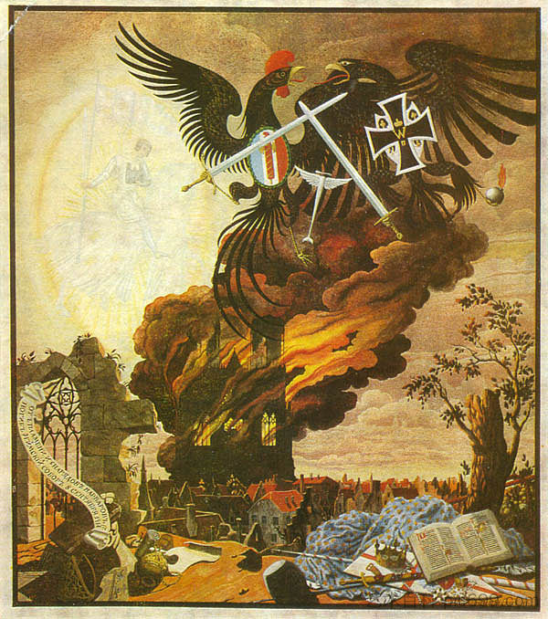 兰斯大教堂被毁的寓言 Allegory of the destruction of the cathedral at Reims (1916; St. Petersburg,Russian Federation  )，希尔西·纳布特