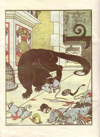 茹科夫斯基的《老鼠如何埋葬猫》一书的插图 Illustration for the book ‘How mice buried the cat’ by Zhukovsky (1910; St. Petersburg,Russian Federation                     )，希尔西·纳布特