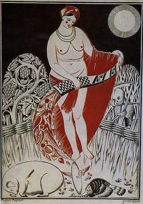 沃洛德米尔·纳尔布特的诗《复活节之前》的插图 Illustration to Volodymyr Narbut's poem 'Before the Easter' (1919; Kiev,Ukraine  )，希尔西·纳布特