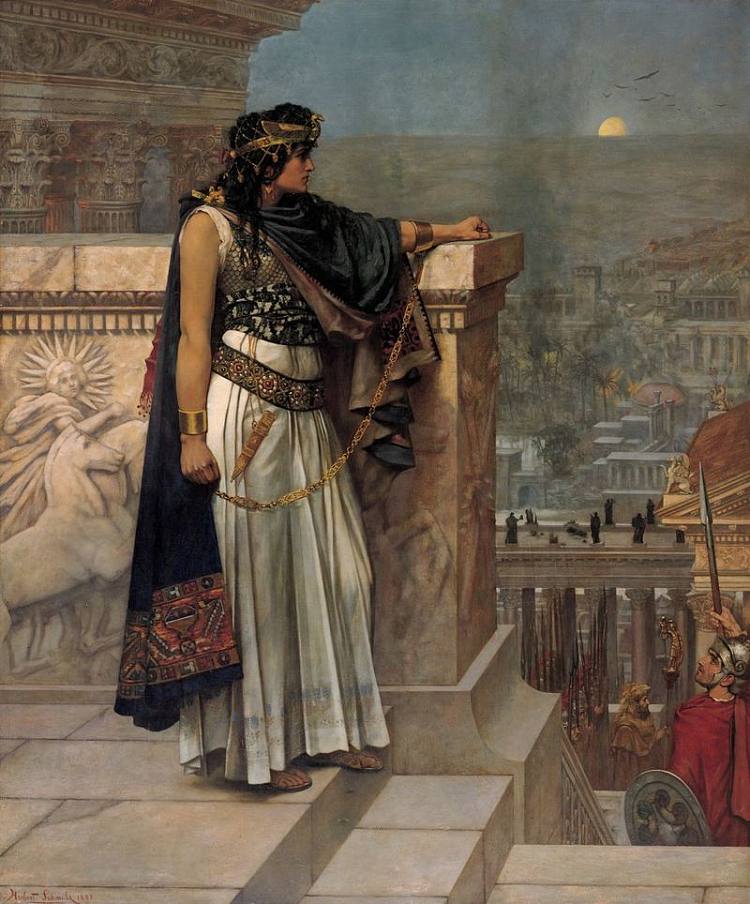 泽诺比亚女王对巴尔米拉的最后眼神 Queen Zenobia's Last Look Upon Palmyra (1888)，赫伯特·古斯塔夫·施马尔茨（赫伯特·卡迈克尔）