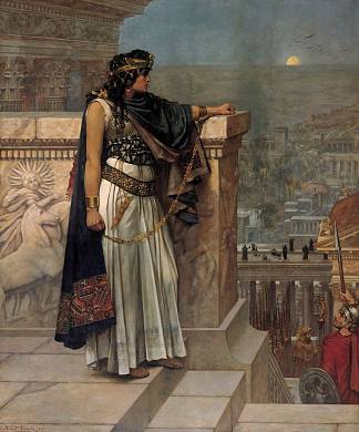 泽诺比亚女王对巴尔米拉的最后眼神 Queen Zenobia’s Last Look Upon Palmyra (1888)，赫伯特·古斯塔夫·施马尔茨（赫伯特·卡迈克尔）