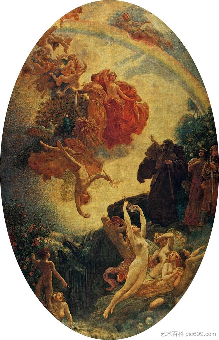 普洛斯彼罗召唤仙女和神灵 Prospero Summoning Nymphs and Deities (1903),赫伯特·詹姆斯·德雷珀