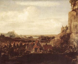 河谷与一群房子 A River Valley with a Group of Houses (1625)，豪科鲁斯·色格尔斯