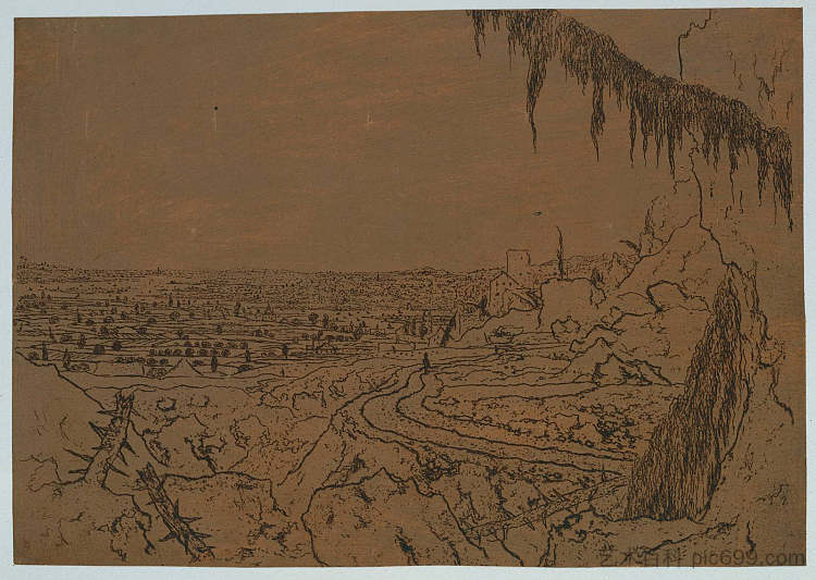 景观与悬垂的冷杉 Landscape with overhanging fir，豪科鲁斯·色格尔斯