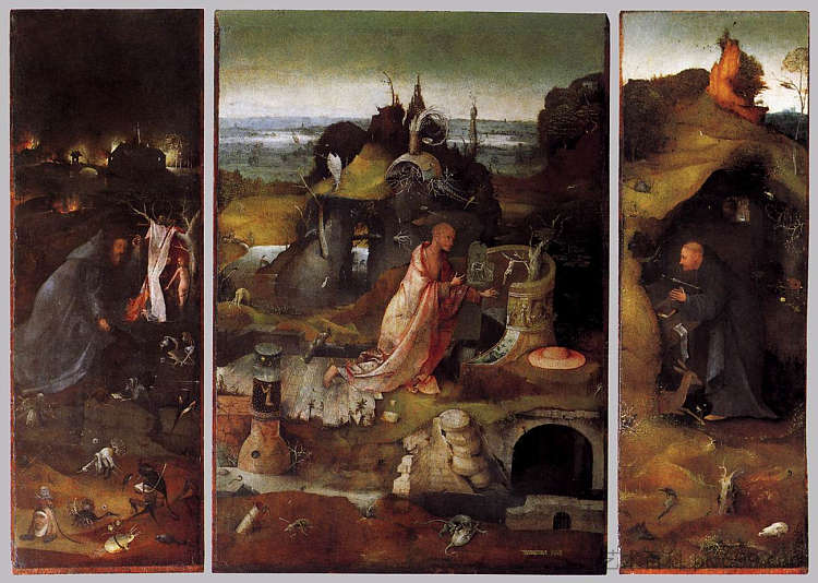 隐士圣徒三联画 Hermit Saints Triptych (c.1505),希罗尼穆斯·波希