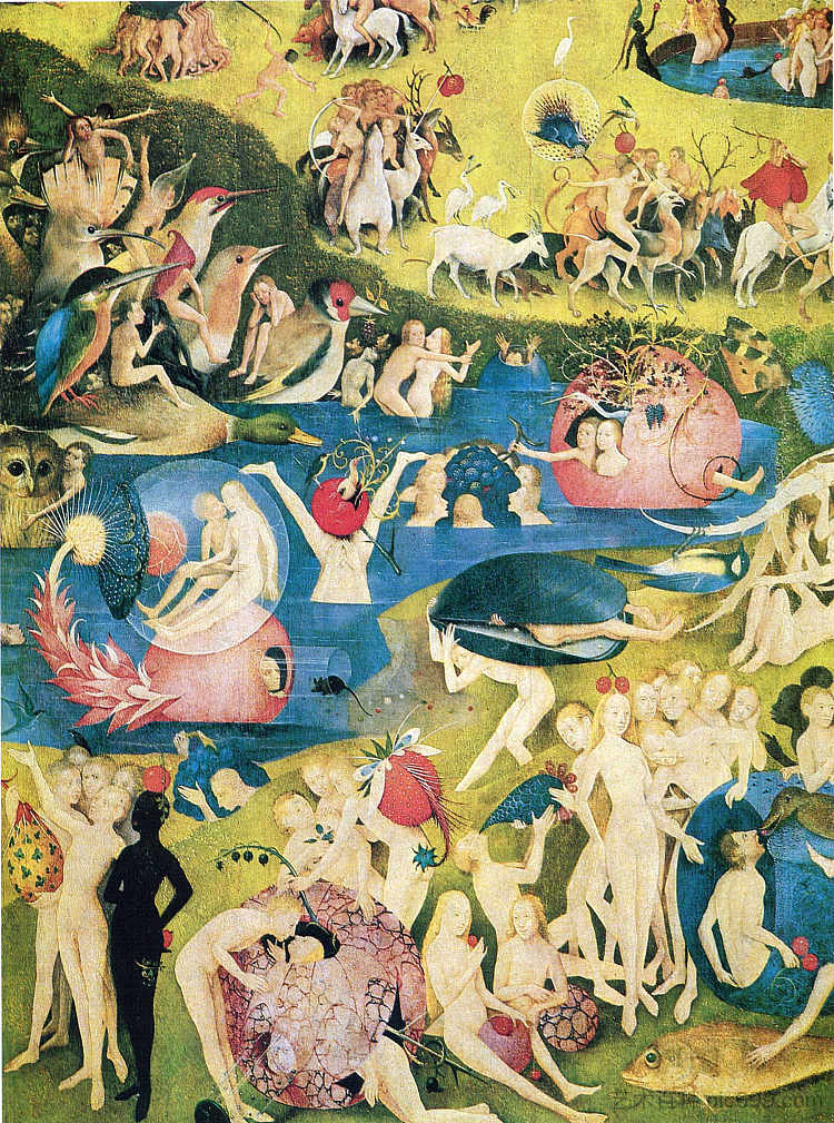 人间乐园（局部） The Garden of Earthly Delights (detail) (1490 - 1500)，希罗尼穆斯·波希