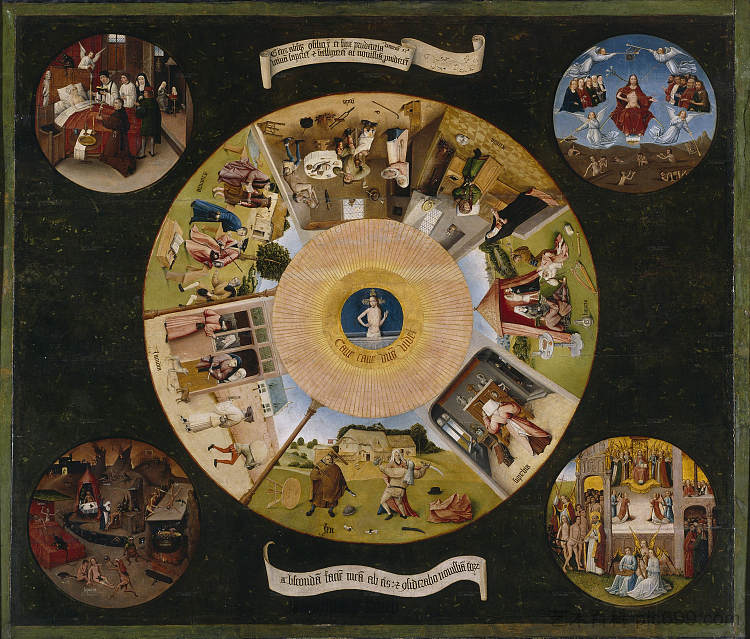 七宗罪和最后四件事(桌面) The Seven Deadly Sins and the Four Last Things (tabletop) (1485),希罗尼穆斯·波希