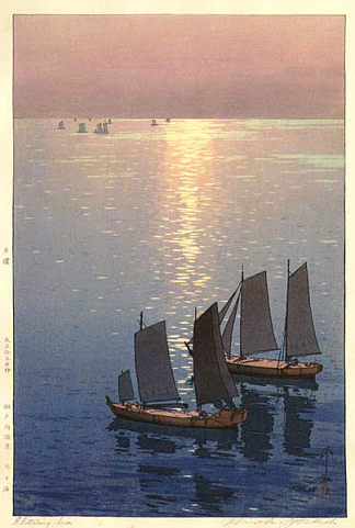 波光粼粼的大海 Glittering Sea (1926)，吉田博