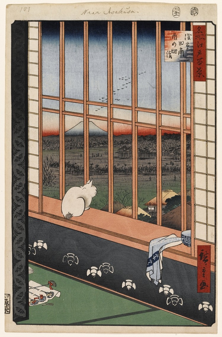 101. 浅草稻田和鸟町节 101. Asakusa Ricefields and Torinomachi Festival (1857)，歌川广重